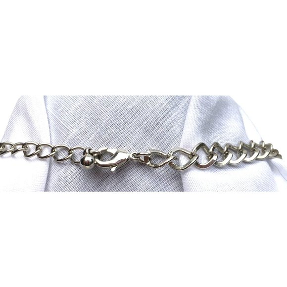 Silver Tone and Black Faceted Bead Asymmetric Necklace - Picture 4 of 4